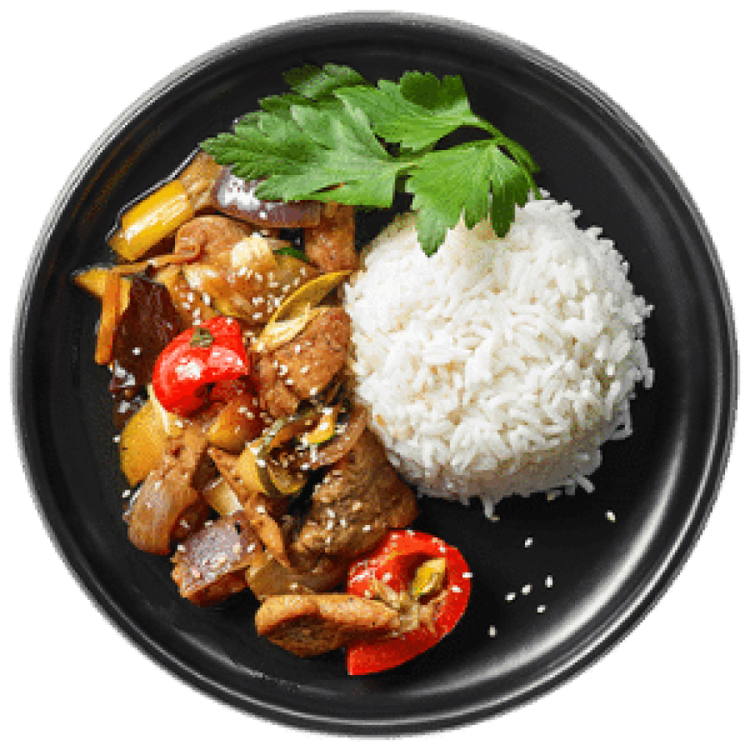 Asian Chicken Stir-Fry with White Rice